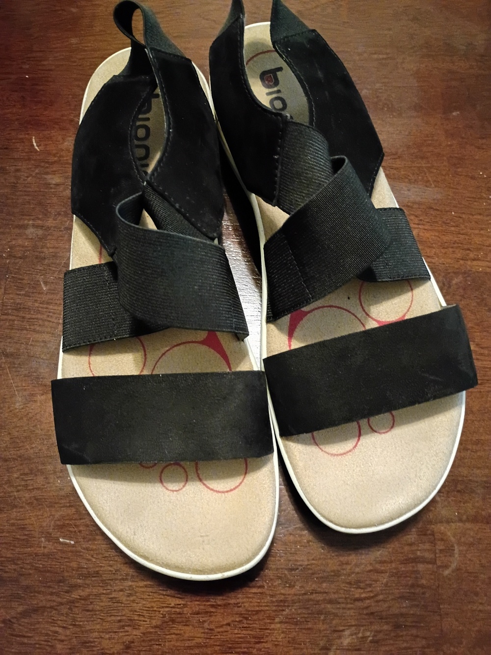 Bionica Black Elastic Strap Sandals
